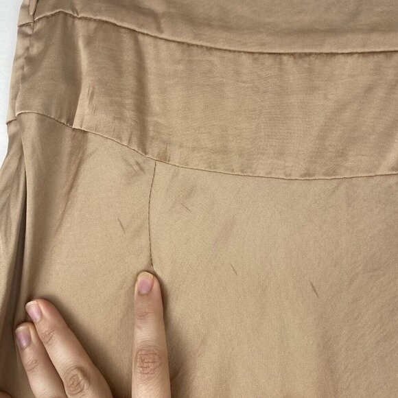 Free People Women's Satin Metallic Maxi Skirt Size 4 Gold Flowy Lightweight - Picture 4 of 9